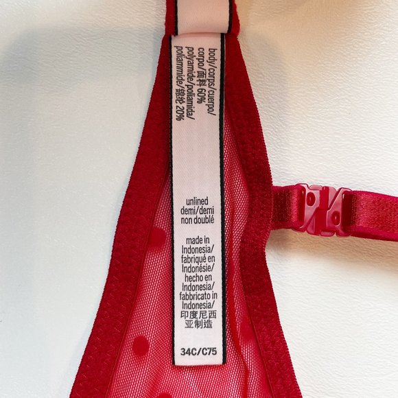 NWOT Victoria's Secret Bra 34C Unlined Demi Red Gold Metallic - Picture 7 of 7